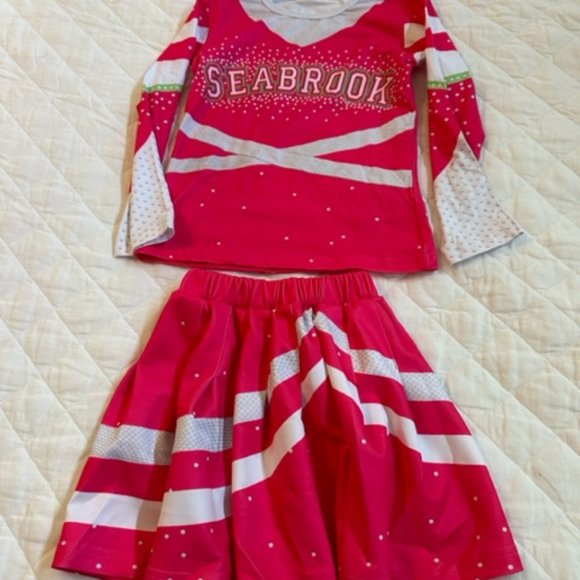 NEW Girls Pink 2 Piece Cheerleading Costume - SIZE 48-10 (European 130 size) - Picture 5 of 9